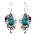 Artisan Crafted Peruvian Opalina and Multi Gemstone Fancy Earrings in Sterling Silver 14.35 ctw - Sticky add to cart bar
