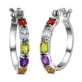 Multi Gemstone 5.10 ctw Hoop Earrings in Stainless Steel - Sticky add to cart bar
