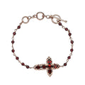 KARIS Mozambique Garnet Cross Adjustable Bracelet (6.50-8In) with Toggle Clasp in 18K Rose Gold Plated 9.90 ctw - Sticky add to cart bar