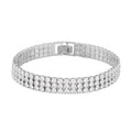 Simulated Diamond 3 Row Bracelet in Silvertone (7.50 In) 20.00 ctw - Sticky add to cart bar