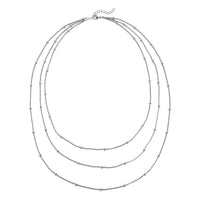 Three Layer Station Necklace (21-23 Inches) in Stainless Steel (29 g) , Tarnish-Free, Waterproof, Sweat Proof Jewelry