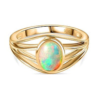 Ethiopian Welo Opal 0.77 ctw Ring in Vermeil Yellow Gold Over Sterling Silver (Size 10)