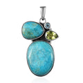 Artisan Crafted Peruvian Opalina and Multi Gemstone 16.75 ctw Pendant in Sterling Silver - Sticky add to cart bar