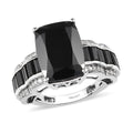 Natural Thai Black Spinel and Natural White Zircon Ring in Platinum Over Sterling Silver 10.85 ctw - Sticky add to cart bar