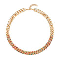 Champagne Austrian Crystal Curb Link Chain Necklace (18-22 Inches) in Goldtone - Sticky add to cart bar