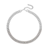 Champagne Austrian Crystal Curb Link Chain Necklace (18-22 Inches) in Goldtone