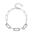 Multi Color Austrian Crystal Paper Clip Bracelet in Stainless Steel (7.50-9.50In) - Sticky add to cart bar