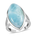 Larimar Elongated Ring in Platinum Over Sterling Silver 14.60 ctw - Sticky add to cart bar