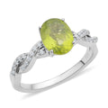 Premium Peridot and Natural White Zircon Twisted Rope Ring in Rhodium Over Sterling Silver 2.15 ctw - Sticky add to cart bar