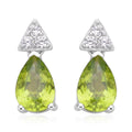 Peridot and White Zircon Drop Earrings in Rhodium Over Sterling Silver 3.10 ctw - Sticky add to cart bar
