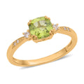 Premium Peridot, Natural White Zircon Fancy Ring in Vermeil YG Over Sterling Silver (Size 10.0) 1.75 ctw - Sticky add to cart bar
