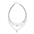 Lab Created Pink Opal Layered Link Chain Necklace 18.5-20.5 Inches with Star Charms in Rosetone - Sticky add to cart bar