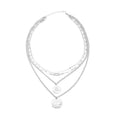 Metallic Plate with Engraved Message & Cameo Charm Layered Link Chain Necklace 18.5-20.5 Inches in Rosetone - Sticky add to cart bar