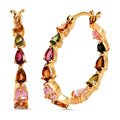 Multi-Tourmaline Hoop Earrings in Vermeil Yellow Gold Over Sterling Silver 4.85 ctw - Sticky add to cart bar
