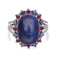 Lapis Lazuli 13.00 ctw Ring in Stainless Steel (Size 5.5)