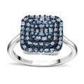 Blue Diamond Cluster Ring in Blue Rhodium and Platinum Over Sterling Silver (Size 10.0) 0.50 ctw - Sticky add to cart bar