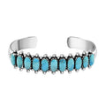 SANTA FE Style Kingman Turquoise Cuff Bracelet in Sterling Silver (7.00 In) 20 Grams 2.00 ctw - Sticky add to cart bar