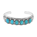 SANTA FE Style Kingman Turquoise Cuff Bracelet in Sterling Silver (6.50 In) 26 Grams 8.00 ctw - Sticky add to cart bar