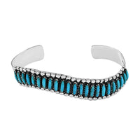 SANTA FE Style Kingman Turquoise Cuff Bracelet in Sterling Silver (6.00 In) 19.15 Grams 8.00 ctw