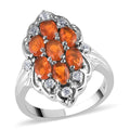 Jalisco Fire Opal and Natural White Zircon Cluster Ring in Stainless Steel (Size 6.0) 1.40 ctw - Sticky add to cart bar