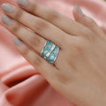 SANTA FE Style Kingman Turquoise Wrap Ring in Sterling Silver 3.85 ctw - Sticky add to cart bar