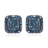 Multi Gemstone Stud Earrings in Rhodium and Platinum Over Sterling Silver 0.50 ctw