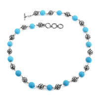 Bali Legacy Constituted Sleeping Beauty Turquoise Toggle Clasp Necklace 20-22 Inches in Sterling Silver 96.30 ctw