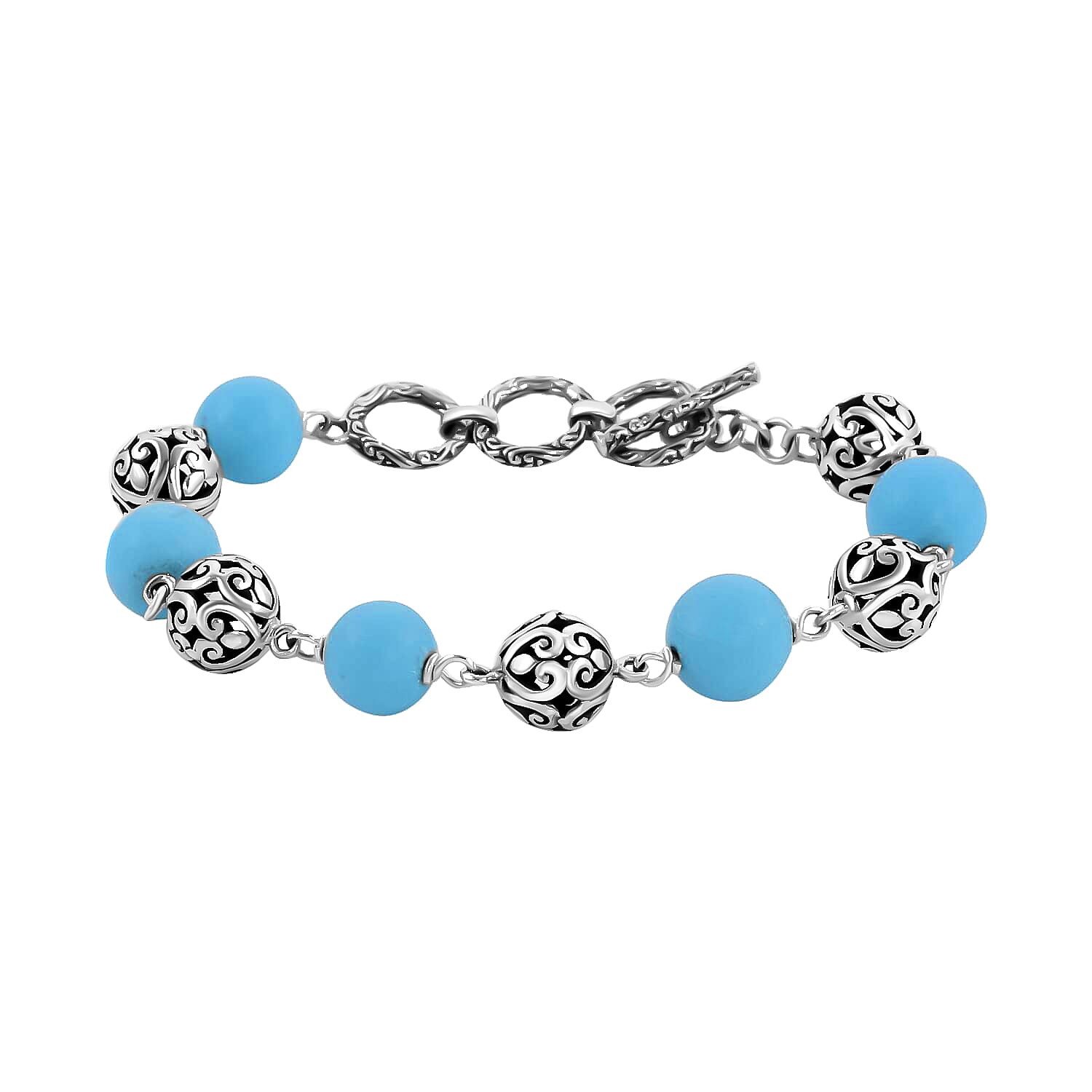 BALI LEGACY AMERICAN Natural Sleeping Beauty Turquoise Bracelet in Sterling Silver (7.00 In) (10 g) 32.10 ctw (1)