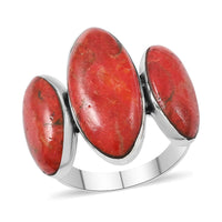 SANTA FE Style Kingman Turquoise 3 Stone Ring in Sterling Silver