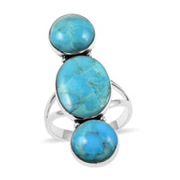 SANTA FE Style Kingman Turquoise Trio in Sterling Silver