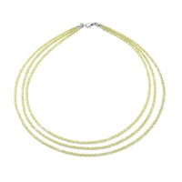 Amethyst Three Row Beaded Necklace 18 Inches with Lobster Lock in Sterling Silver 50.00 ctw