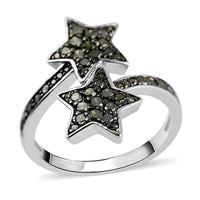 JCK CLOSEOUT Green Diamond Bypass Star Ring in Rhodium Over and Sterling Silver 0.60 ctw