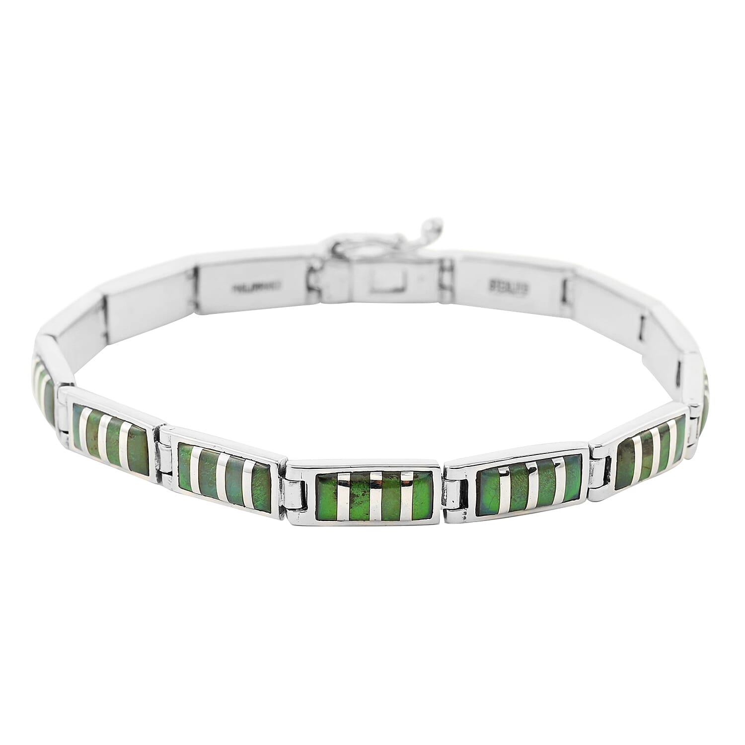 SANTA FE Style Turquoise Bracelet in Sterling Silver (8.50 In) (22.30 g) 6.75 ctw