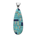 SANTA FE Style Lab Created Opal and Multi Gemstones Oval Drop Pendant in Sterling Silver - Sticky add to cart bar