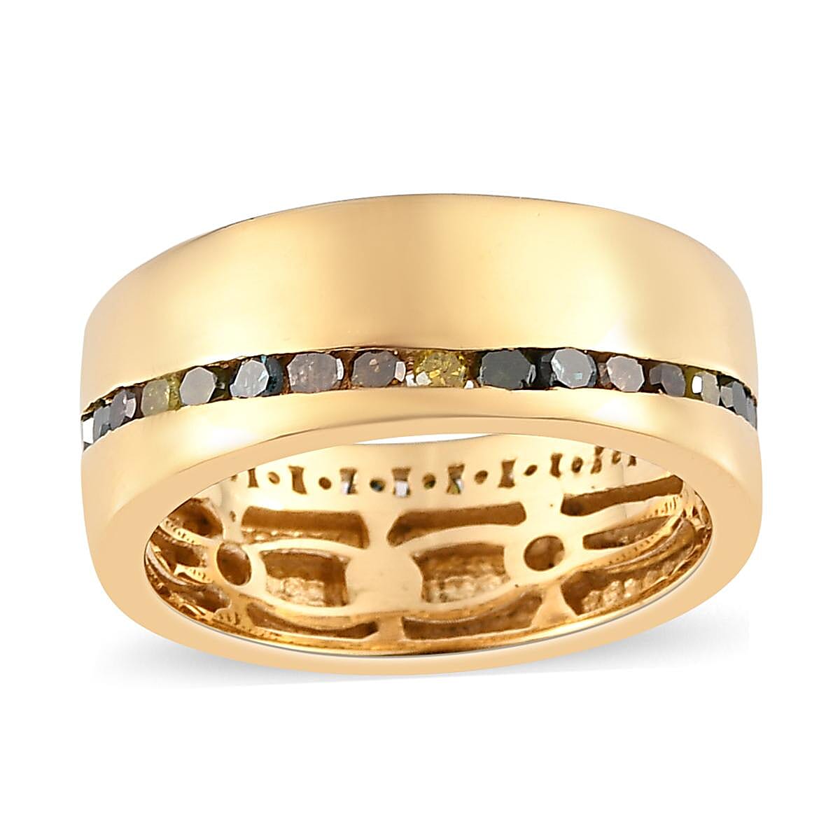 STEVE SPECIAL PICK Multi Diamond (Natural & IR) Full Wave Eternity Ring in Vermeil YG Over Sterling Silver (Size 10.0) 1.00 ctw