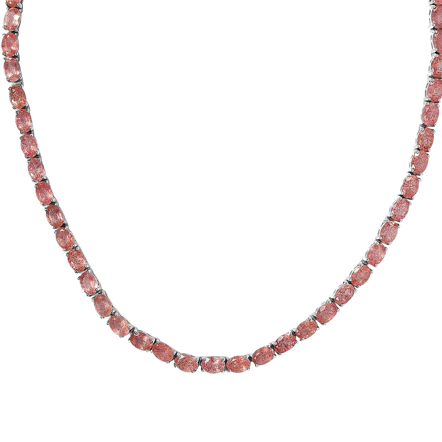 Natural Tanzanian Natronite Tennis Necklace 18 Inches in Platinum Over Sterling Silver 24.80 Grams 50.65 ctw