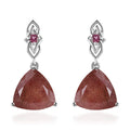 Tanzanian Natronite and Orissa Rhodolite Garnet Dangle Earrings in Platinum Over Sterling Silver 10.35 ctw - Sticky add to cart bar