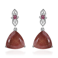 Tanzanian Natronite and Orissa Rhodolite Garnet Dangle Earrings in Platinum Over Sterling Silver 10.35 ctw