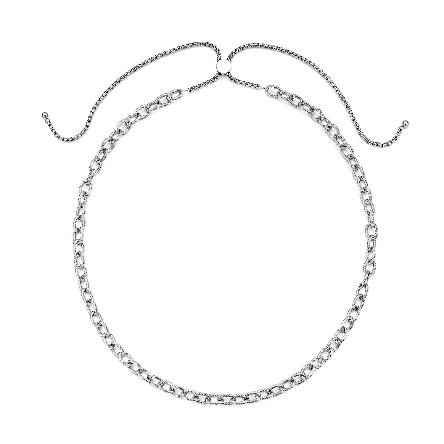 Cable Chain Necklace 18-29 Inches with Adjustable Ball in Stainless Steel