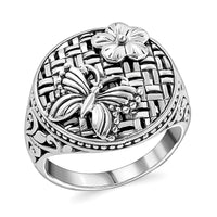 BALI LEGACY Sterling Silver Floral Band Ring (Size 10.0) (2.75 g)