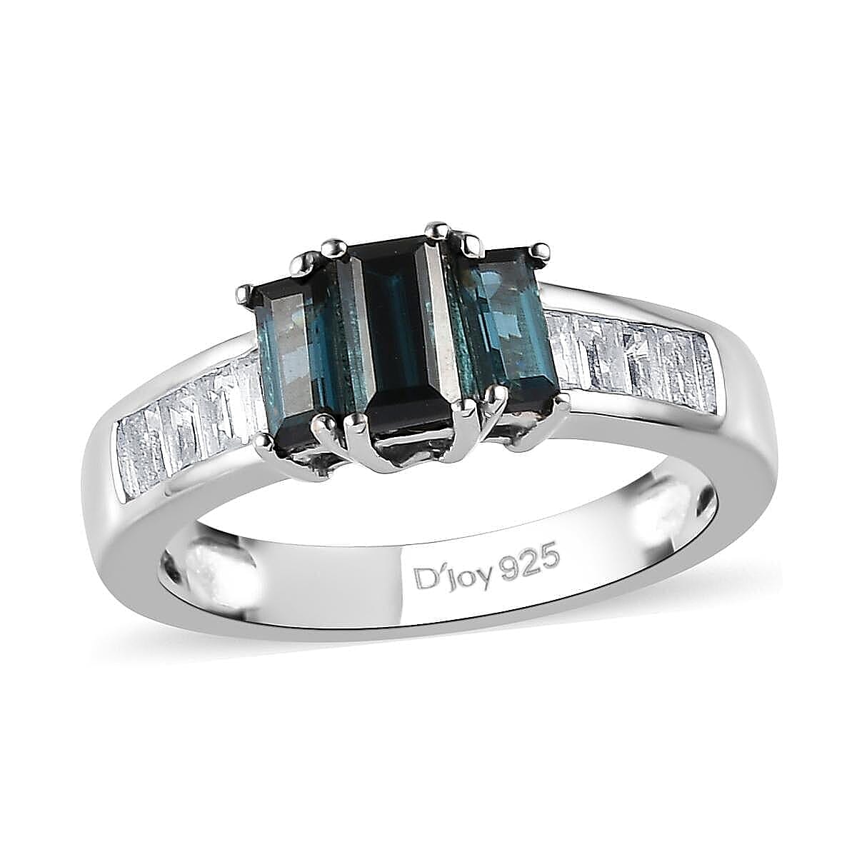 Premium Monte Belo Indicolite and White Topaz Ring in Platinum Over Sterling Silver (Size 7.0) 1.25 ctw