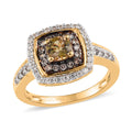 Natural Golden Tanzanite, Natural Champagne and White Zircon Ring in Vermeil Yellow Gold Over Sterling Silver (Size 10.0) 1.15 ctw - Sticky add to cart bar