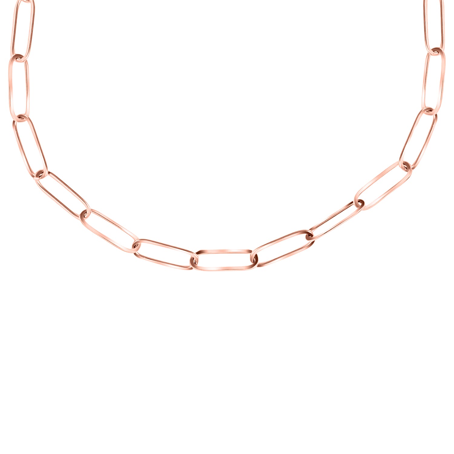 EVER TRUE Paper Clip Necklace 16 Inches in ION Plated Rose Gold Stainless Steel