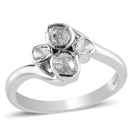 Polki Diamond Ring in Platinum Over Sterling Silver 0.25 ctw