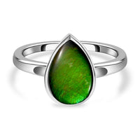 Ammolite 2.40 ctw Solitaire Ring in Platinum Over Sterling Silver (Size 6.5)