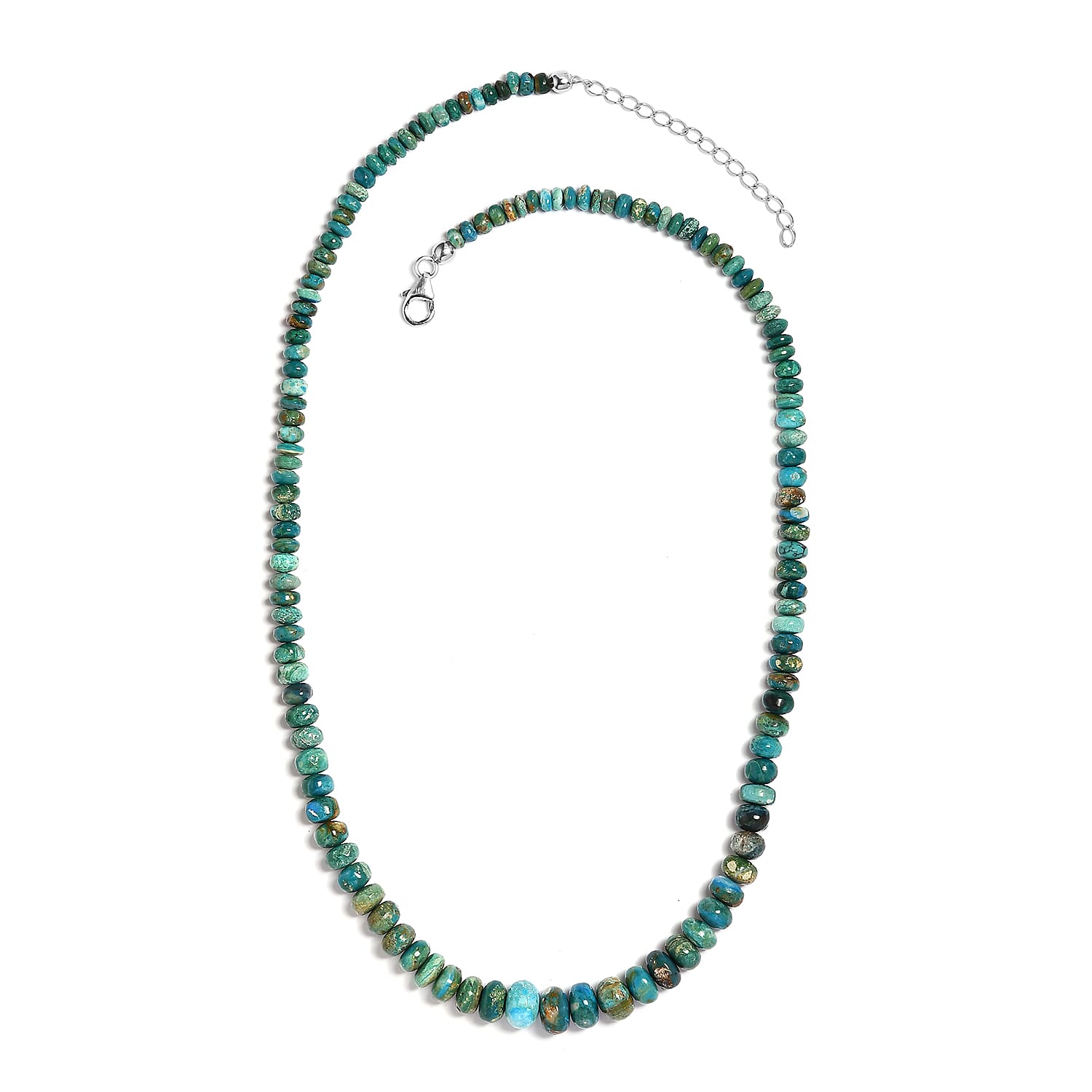 Peruvian Opalina 105.10 ctw Beaded Necklace 18-20 Inches in Rhodium Over Sterling Silver