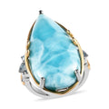 Larimar and Multi Gemstone Ring in Vermeil Yellow Gold and Platinum Over Sterling Silver (Size 10.0) 7.15 Grams 23.75 ctw - Sticky add to cart bar