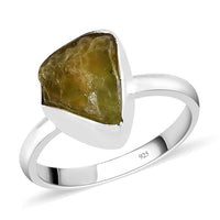 Artisan Crafted Rough Cut AMERICAN Natural Arizona Peridot Solitaire Ring in Sterling Silver 4.60 ctw