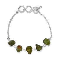Artisan Crafted Rough Cut Arizona Peridot Toggle Clasp Bracelet in Sterling Silver (7.25 In) 22.60 ctw