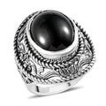 Natural Thai Black Spinel Solitaire Ring in Sterling Silver 8.25 Grams 13.30 ctw - Sticky add to cart bar